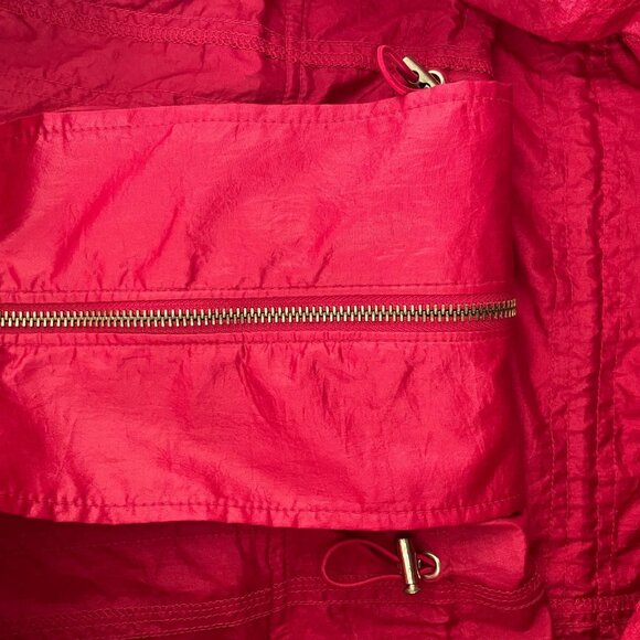 Zenergy By Chico's Womens Red Roll Tab Sleeve Nylon Windbreaker Jacket Sz 2 US L - Picture 3 of 10